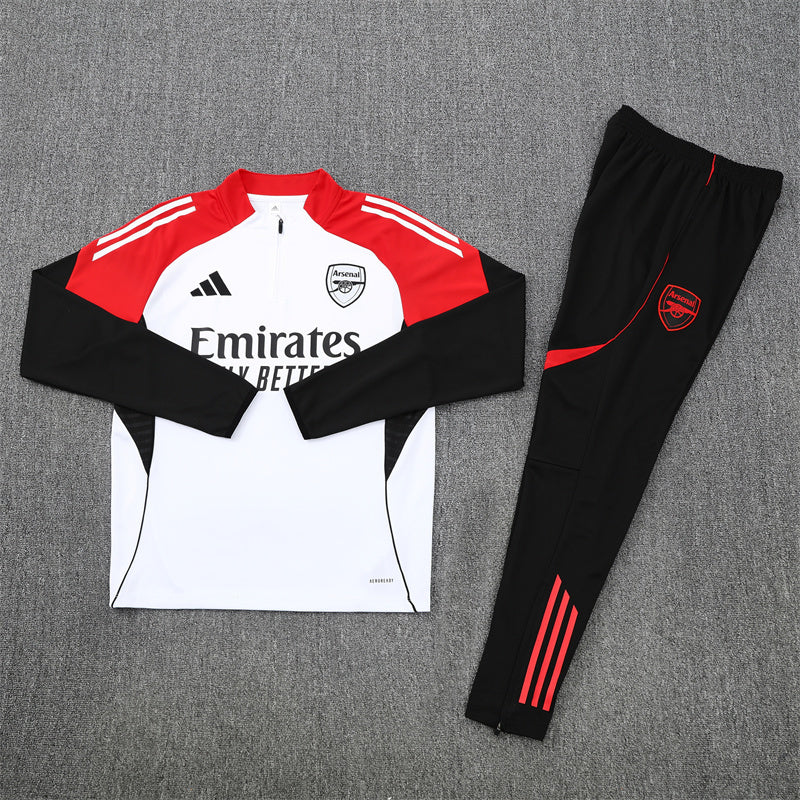 2025/2026 Arsenal White and Black x Red Tracksuit