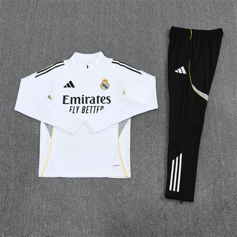 2025/2026 Real Madrid White and Black Tracksuit