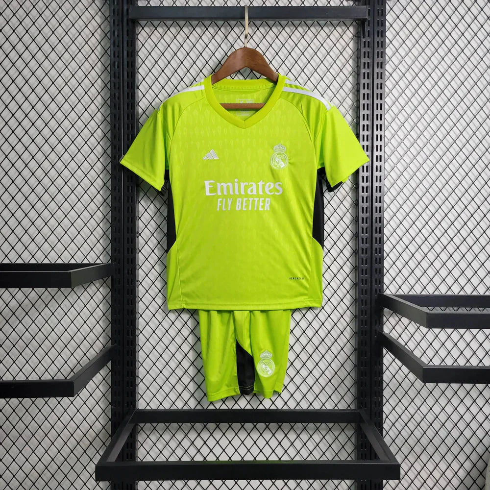 Real Madrid 2023/2024 Goalkeeper Green Jersey Kids Size