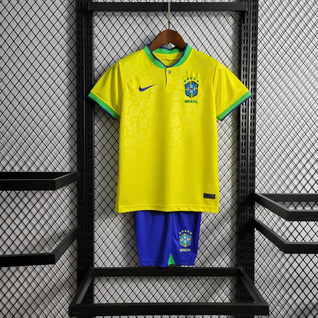 2022 World Cup Brazil Home Jersey Kids Size