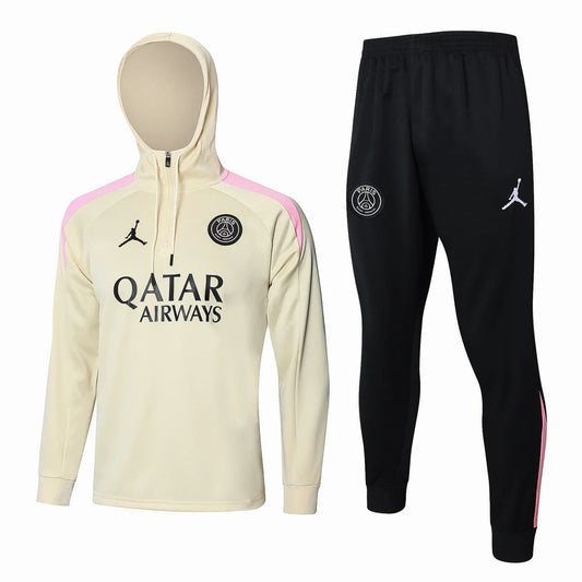 PSG Paris Saint Germain Beige and Black Tracksuit