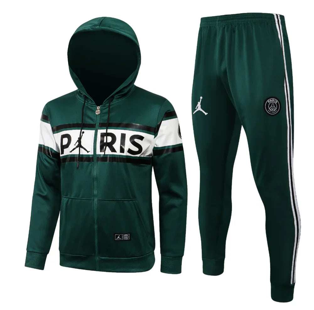 PSG Paris Saint Germain Dark Green and White Tracksuit