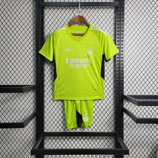 Real Madrid 2023/2024 Goalkeeper Green Jersey Kids Size