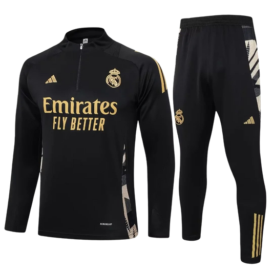 Real Madrid Black and Gold Tracksuit