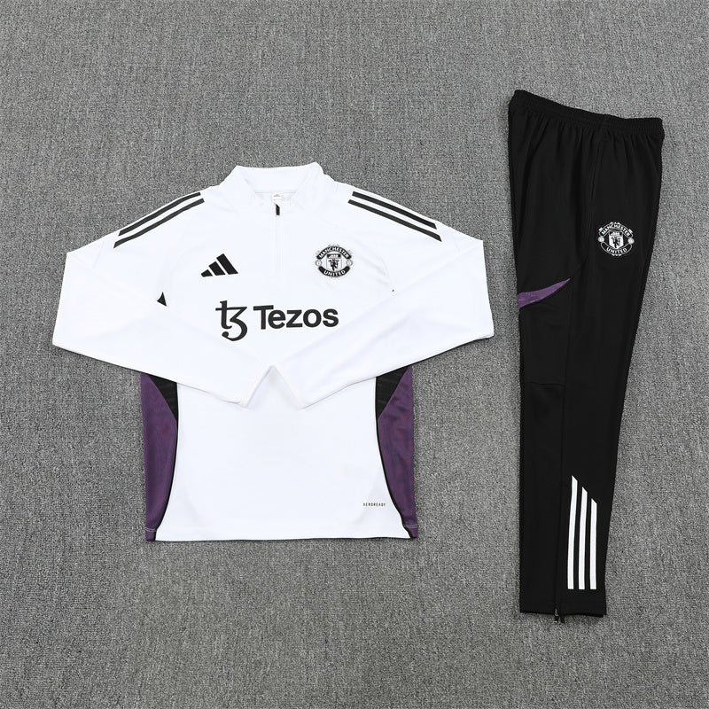 Manchester United White and Black Tracksuit